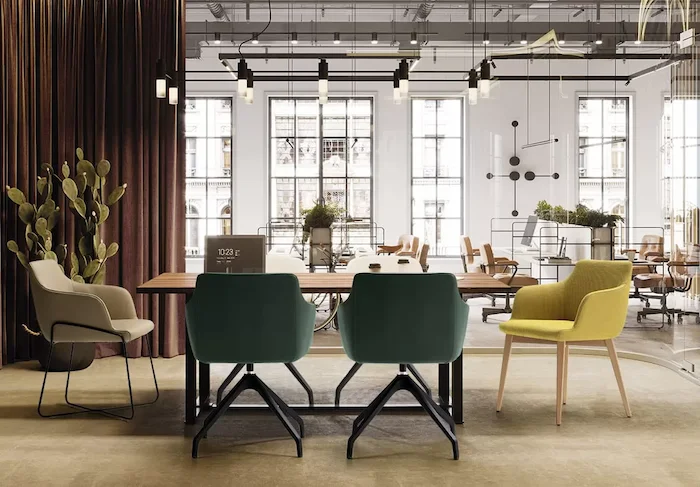 Ambiente oficina moderna espacios comunes Elba